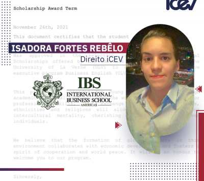 Internacionalização! Estudante iCEV é selecionada como bolsista em Universidade na Califórnia – EUA