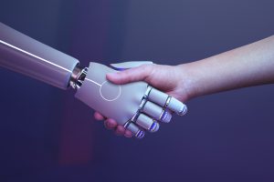 robô apertando a mão de humano Tecnologia iCEV